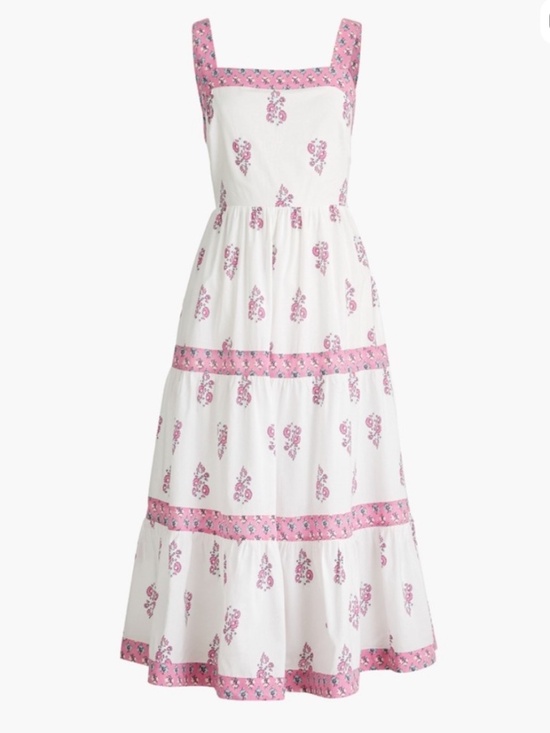 J. Crew Dresses & Skirts - J.Crew Maxi Dress Womens White Pink Floral Block Print -- Sz 16